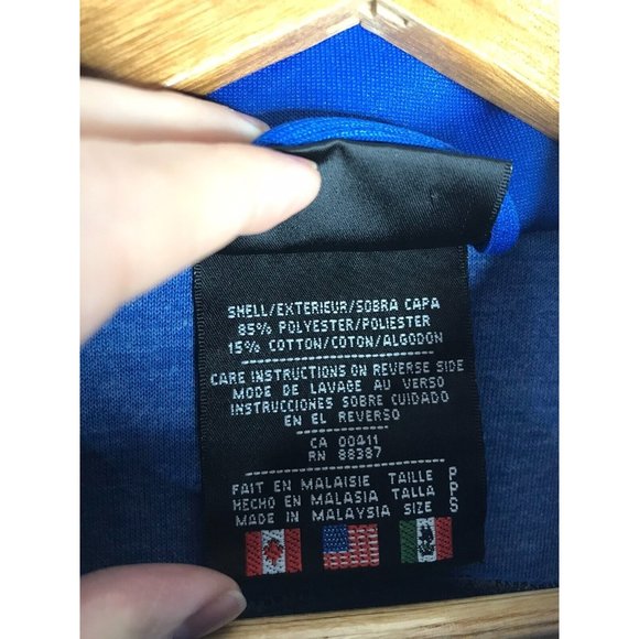 Adidas Men’s Small Track Jacket Trefoil Logo Collar Black Blue - Picture 8 of 9